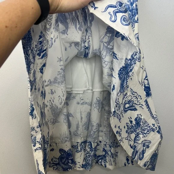 NEW Avec Les Filles Dress Size 12 Blue‎ White Nautical Mermaid Ocean Beach Midi - Picture 11 of 16